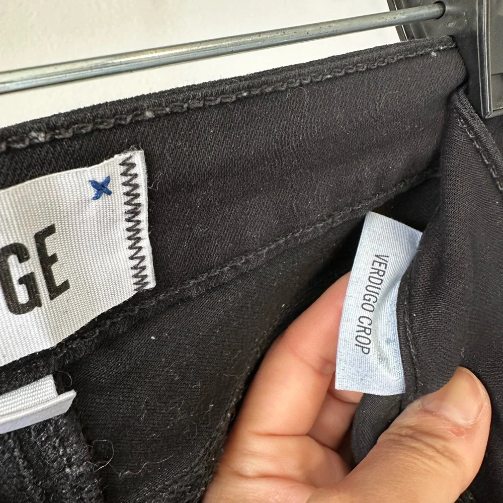 Paige Transcend Verdugo Mid Rise Cropped Skinny Jeans in Black Overdye